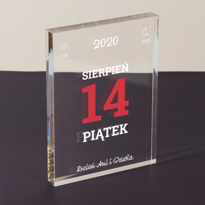 Kartka z kalendarza - Blok akrylowy z nadrukiem