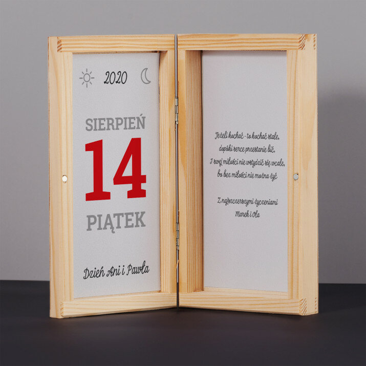 Kartka z kalendarza - Drewniane pudełko na pieniądze