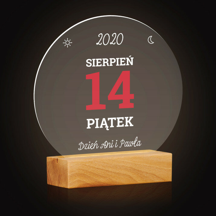 Kartka z kalendarza - Lampka LED Koło