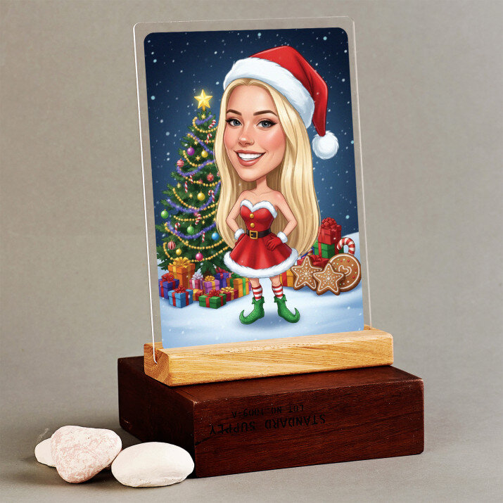 Karykatura Świąteczna - Wydruk na szkle akrylowym z podstawką