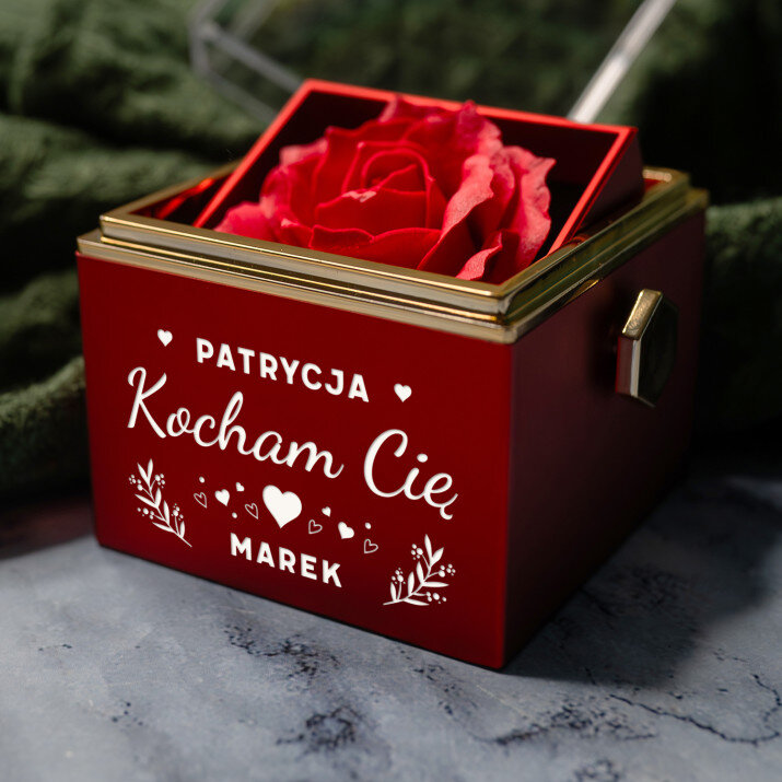 Kocham cię 2 - Pudełko z różą na biżuterię