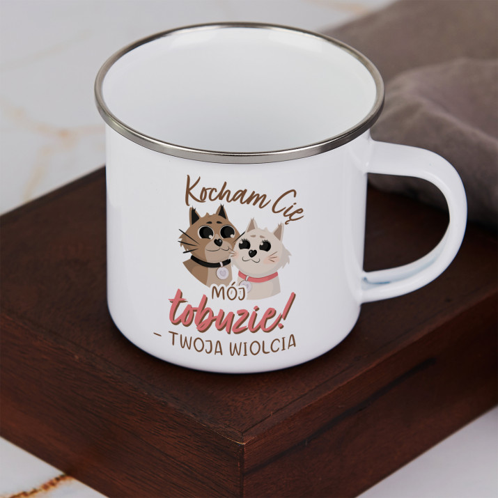 Kocham Cię łobuzie - Kubek emaliowany