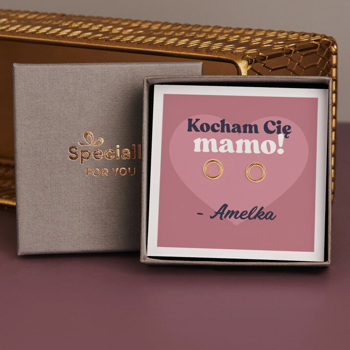Kocham cię mamo - Pozłacane kolczyki kółka