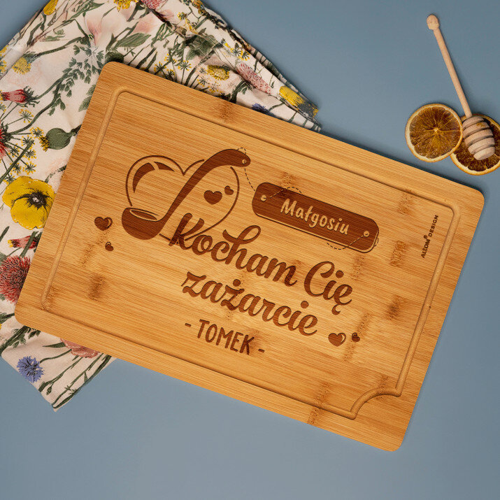 Kocham Cię zażarcie - deska do krojenia z grawerem