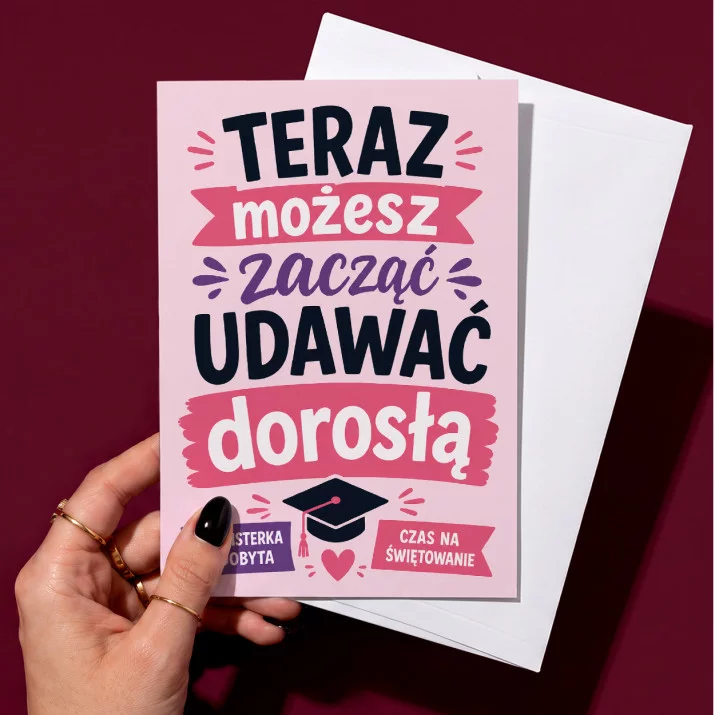 Kartka z Życzeniami Na Zakończenie Studiów Dla Magistra Kobiety: Magisterka Z Humorem