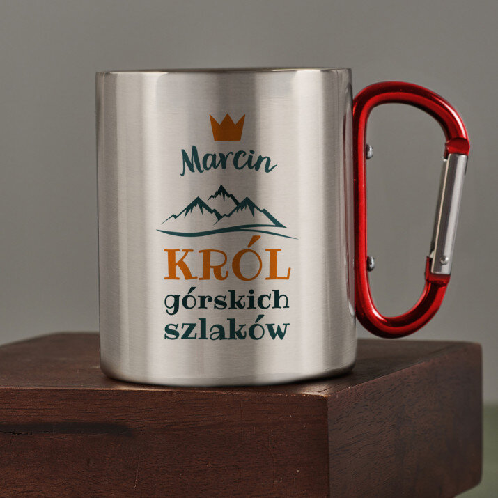 Król górskich szlaków - Kubek metalowy z karabińczykiem