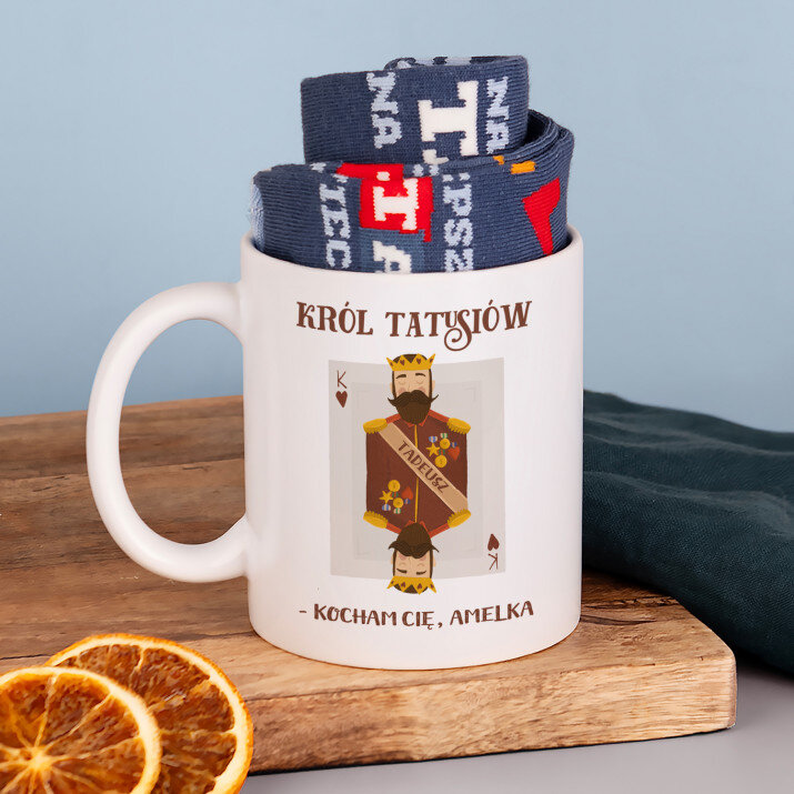 Król tatusiów - Skarpetki w kubku dla taty