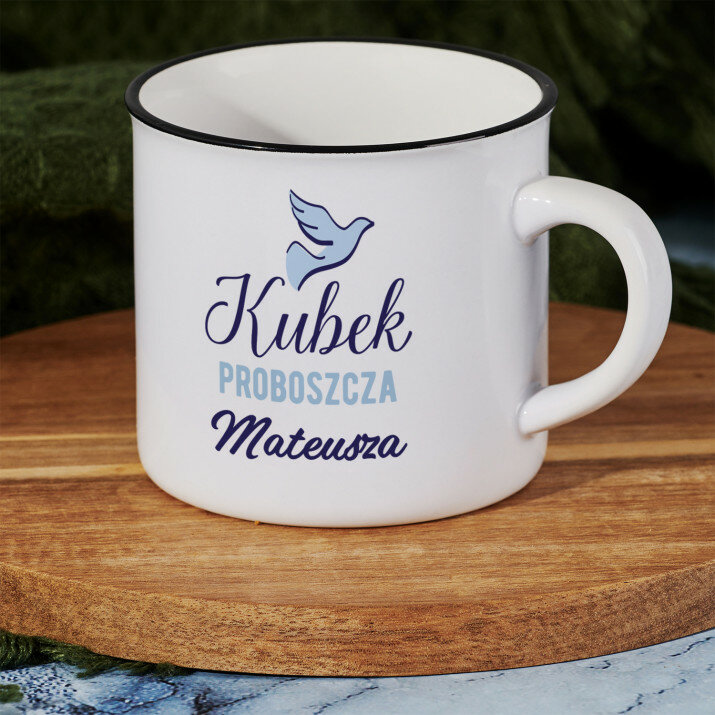 Kubek proboszcza - Kubek ceramiczny z czarnym rantem Kubek proboszcza - Kubek ceramiczny z czarnym rantem