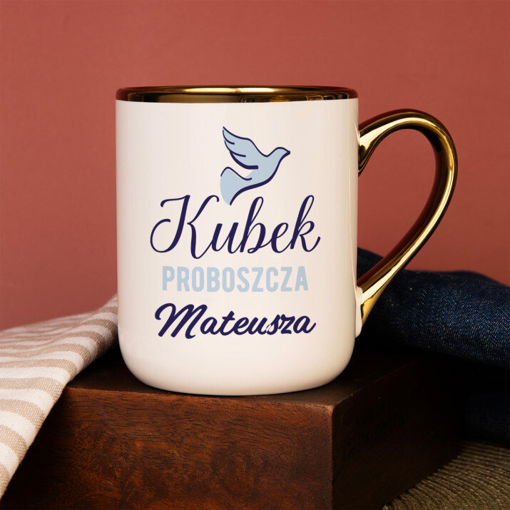 Kubek proboszcza - Kubek ceramiczny z kolorowym rantem