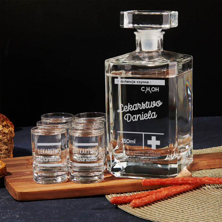 Lekarstwo - Zestaw karafka i kieliszki do wódki