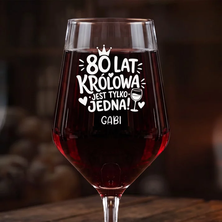 Mega Kieliszek Do Wina z Grawerem Na 80 Urodziny Mamy Prezent Na 80 Urodziny Dla Kobiety: Królowa 80 Lat