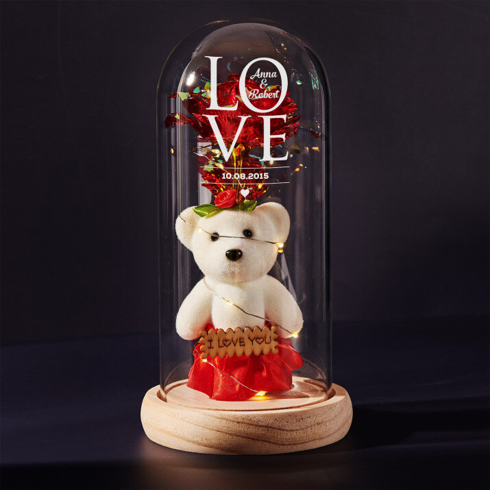 Love - Wieczna róża z misiem Love - Wieczna róża z misiem