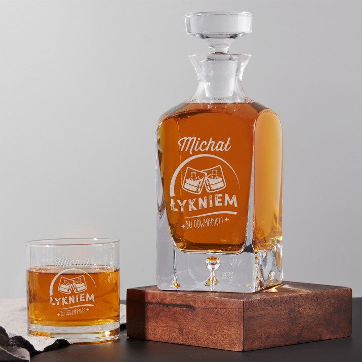 Łykniem bo odwykniem - Zestaw Grawerowana Karafka I Szklanki Do Whisky