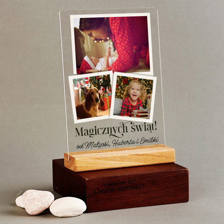 Magicznych świąt - Wydruk na szkle akrylowym z podstawką