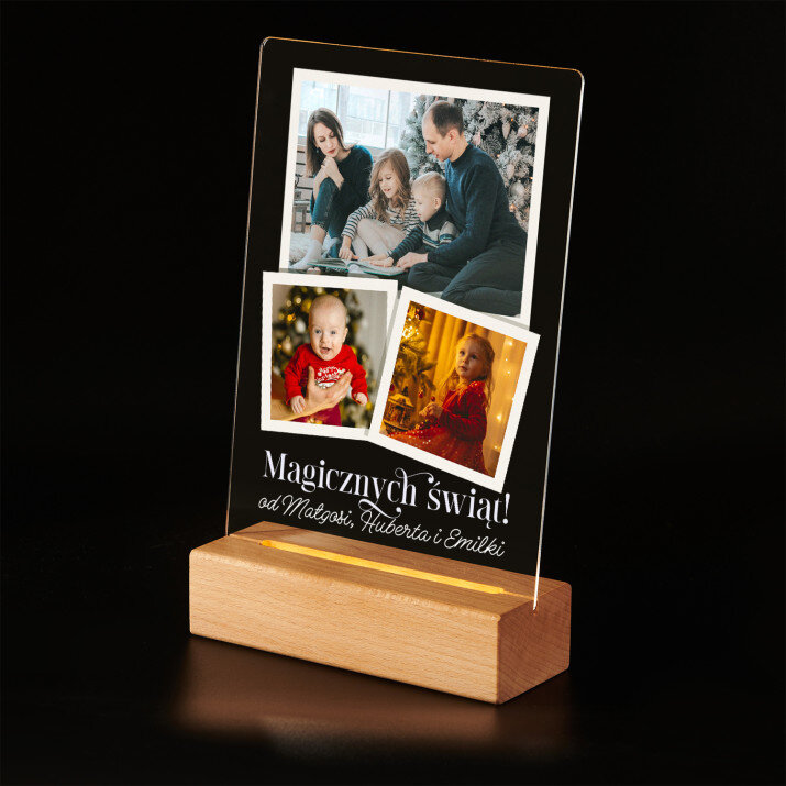Magicznych Świąt - Wydruk na szkle akrylowym z podstawką led