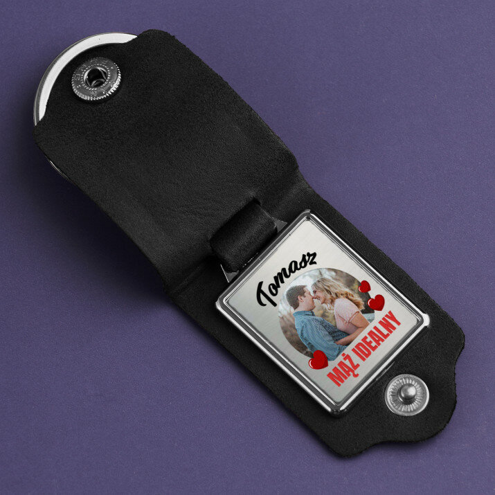 Mąż idealny - Skórzany brelok ze zdjęciem