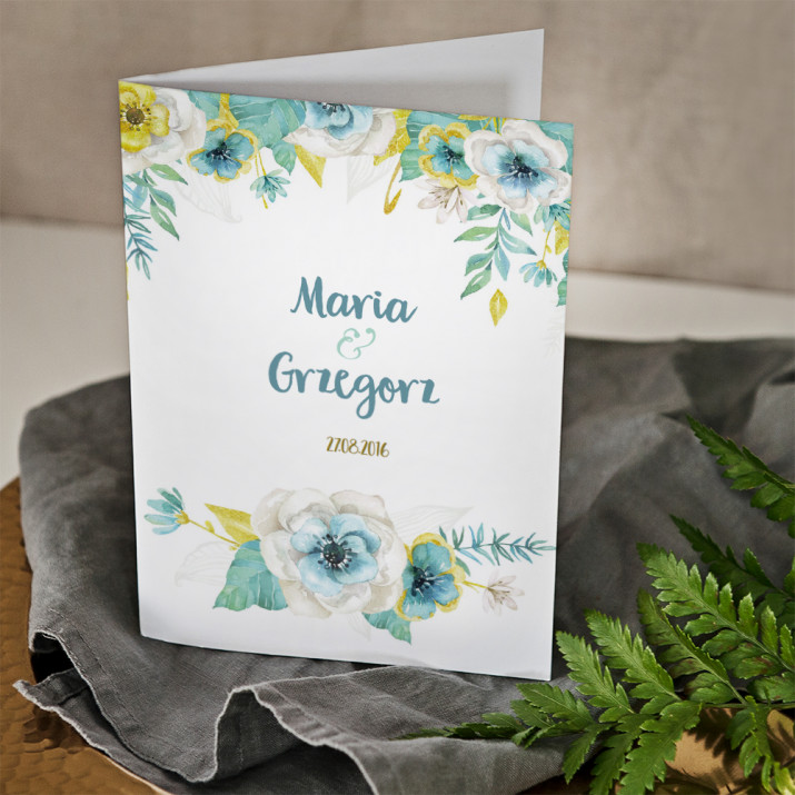 Miętowe kwiaty - kartka z życzeniami