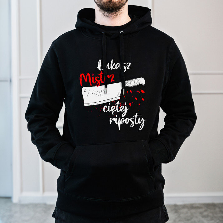 Mistrz ciętej riposty - Bluza męska czarna z kapturem