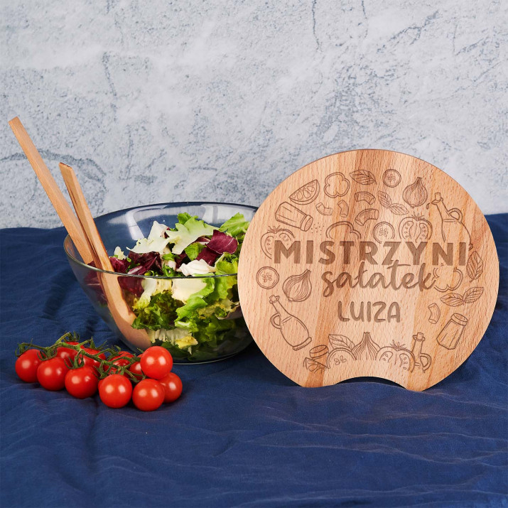 Mistrzyni sałatek - Szklana salaterka ze sztućcami