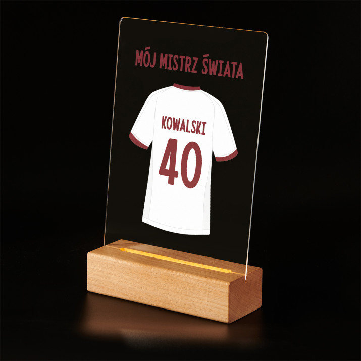 Mój mistrz świata - Wydruk na szkle akrylowym z podstawką led Mój mistrz świata - Wydruk na szkle akrylowym z podstawką led