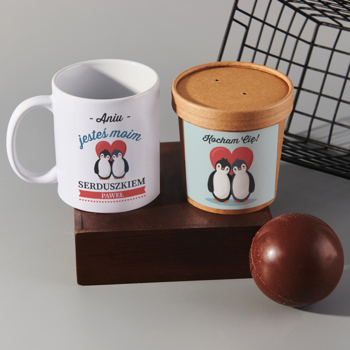 Moje serduszko - Bomba czekoladowa - zestaw z kubkiem