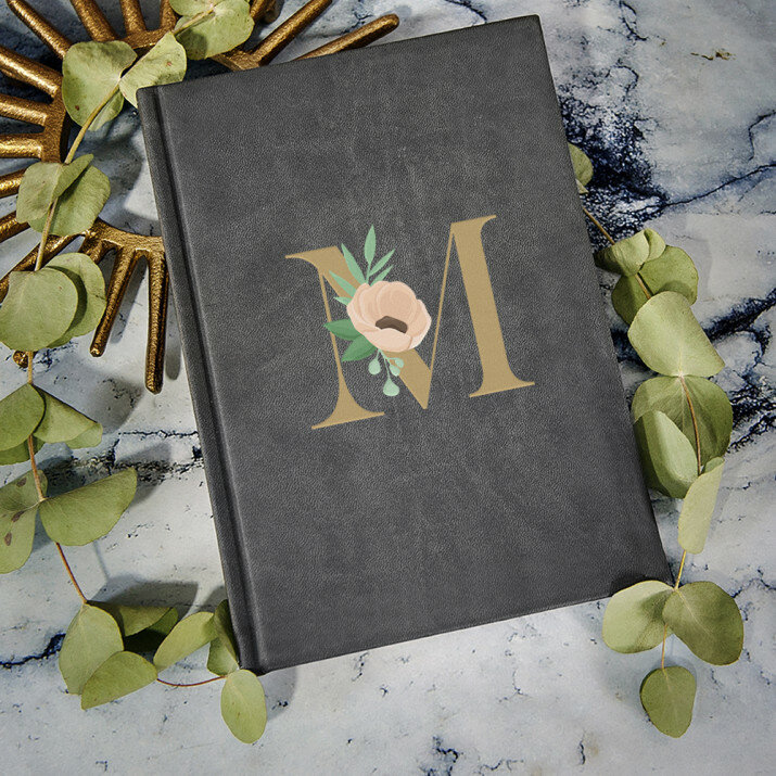 Monogram kwiaty - notatnik A5 z nadrukiem Monogram kwiaty - notatnik A5 z nadrukiem