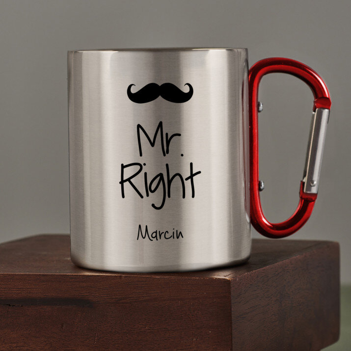 Mr. Right - Kubek metalowy z karabińczykiem
