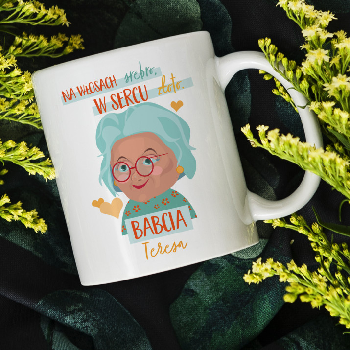 Na włosach srebro, w sercu złoto - Personalizowany Kubek Na włosach srebro, w sercu złoto - Personalizowany Kubek