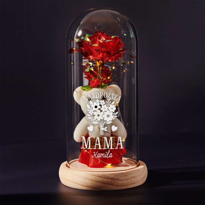 Najdroższa mama - Wieczna róża z misiem Najdroższa mama - Wieczna róża z misiem