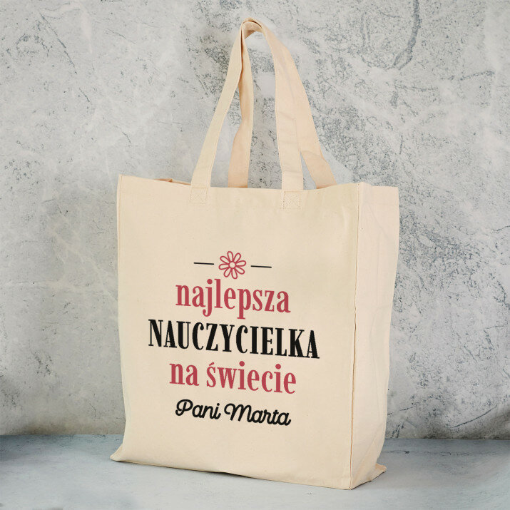 Najlepsza nauczycielka na świecie - Torba Bawełniana z Nadrukiem Najlepsza nauczycielka na świecie - Torba Bawełniana z Nadrukiem