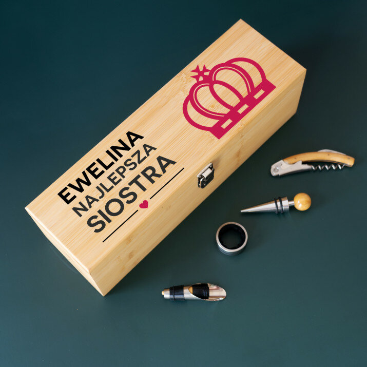 Najlepsza siostra - Skrzynka na wino z akcesoriami