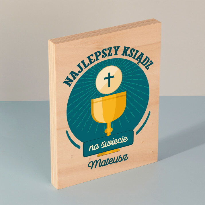 Najlepszy ksiądz - Wydruk na drewnie