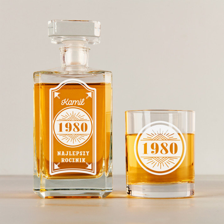  najlepszy rocznik - Zestaw Grawerowana Karafka 0,7 i Szklanki Do Whisky