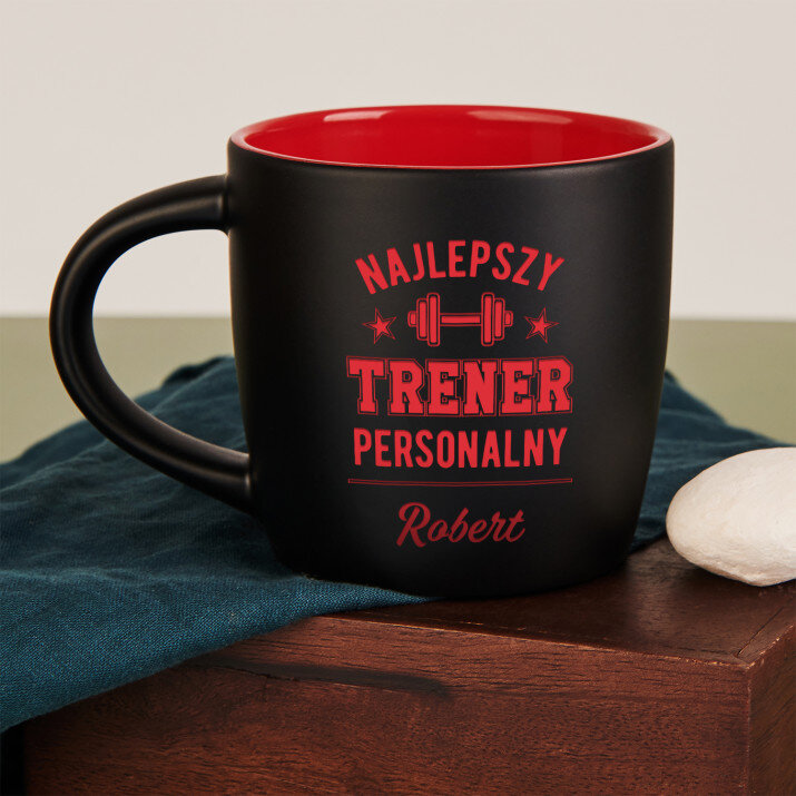 Najlepszy trener personalny - Czarny kubek ceramiczny