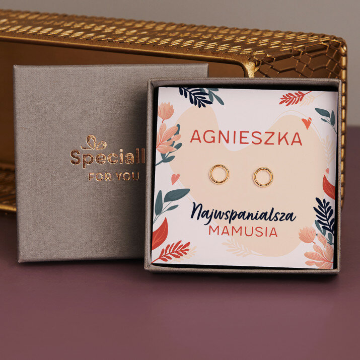 Najwspanialsza mamusia - Pozłacane kolczyki kółka Najwspanialsza mamusia - Pozłacane kolczyki kółka