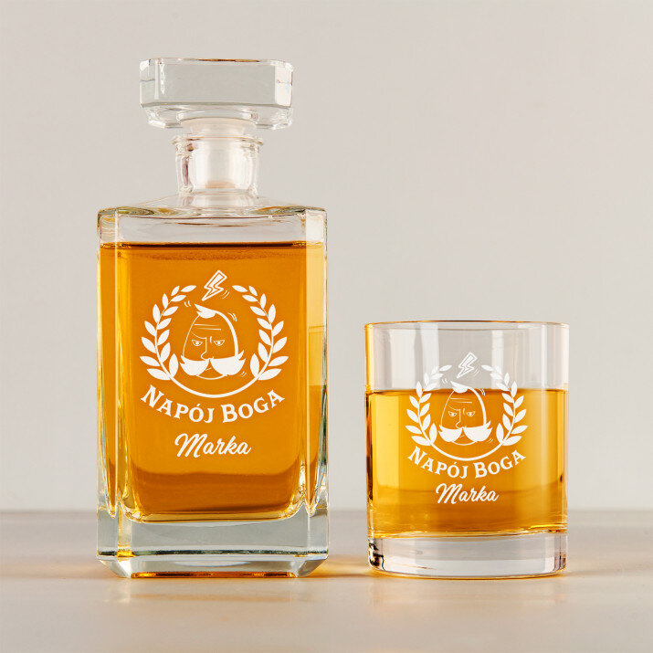  napój boga - Zestaw Grawerowana Karafka 0,7 i Szklanki Do Whisky