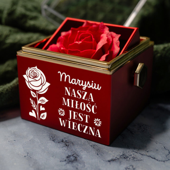 Nasza miłość jest wieczna - Pudełko z różą na biżuterię