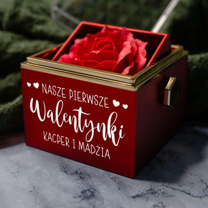 Nasze pierwsze walentynki - Pudełko z różą na biżuterię