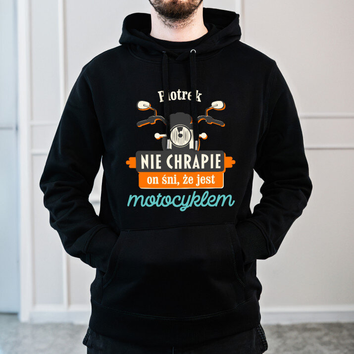 Nie chrapie - Bluza męska czarna z kapturem