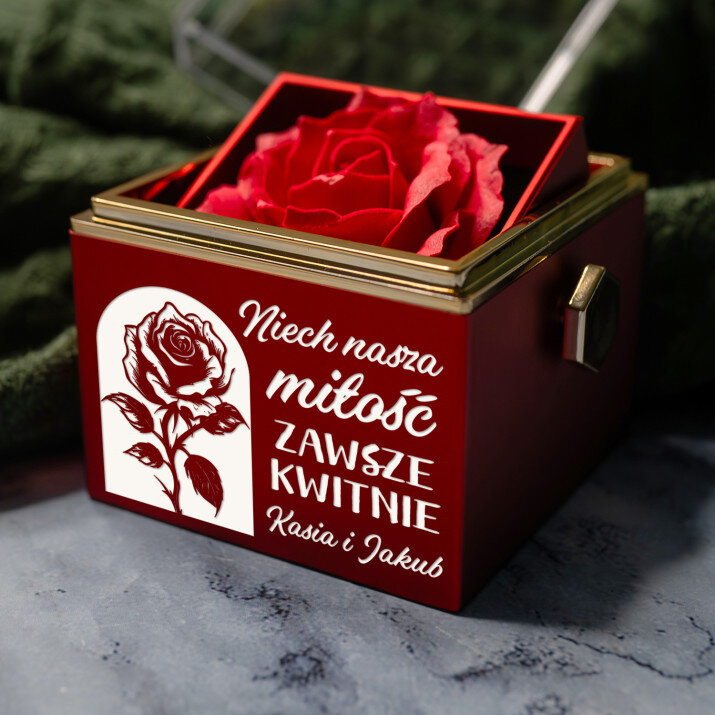 Niech nasza miłość - Pudełko z różą na biżuterię