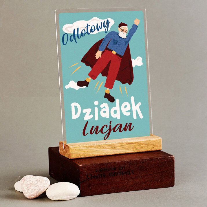 odlotowy dziadek - Wydruk na szkle akrylowym z podstawką odlotowy dziadek - Wydruk na szkle akrylowym z podstawką