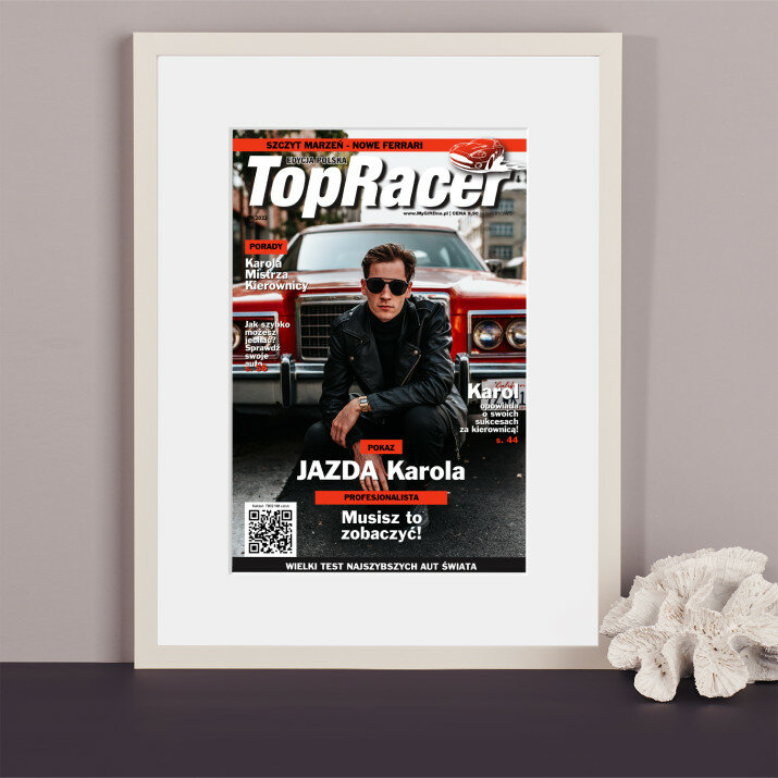 Okładka Top Racer obramowana