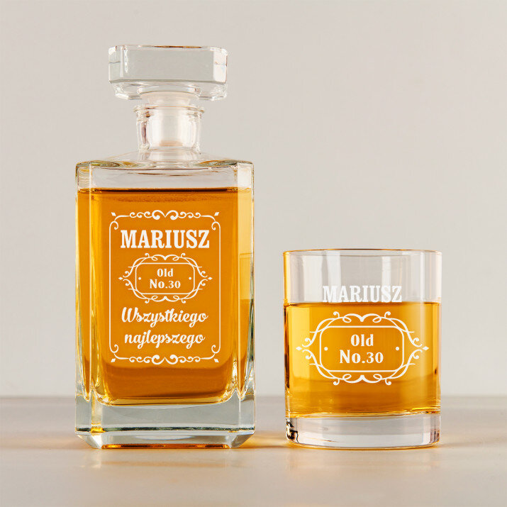 old no - Zestaw Grawerowana Karafka 0,7 i Szklanki Do Whisky old no - Zestaw Grawerowana Karafka 0,7 i Szklanki Do Whisky