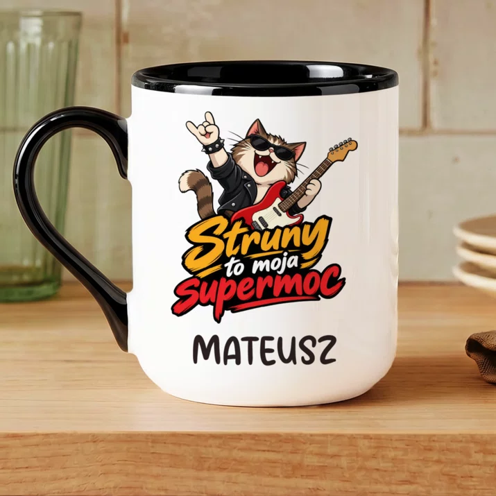 Kubek Personalizowany Dla Gitarzysty Prezent Dla Mężczyzny: Struny To Moja Supermoc