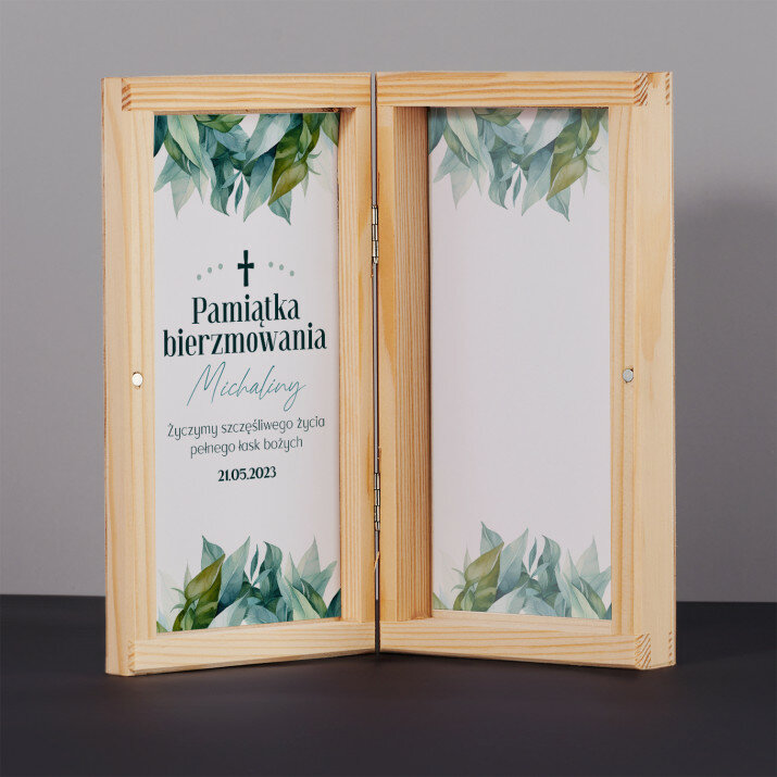 Pamiątka bierzmowania - Drewniane pudełko na pieniądze