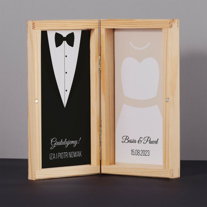 Państwo młodzi - Drewniane pudełko na pieniądze