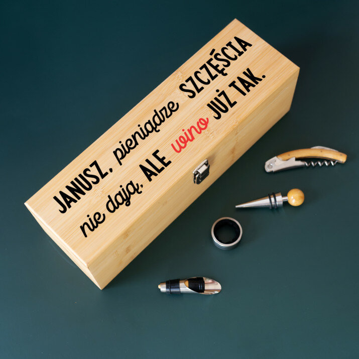 Pieniądze szczęścia nie dają - Skrzynka na wino z akcesoriami