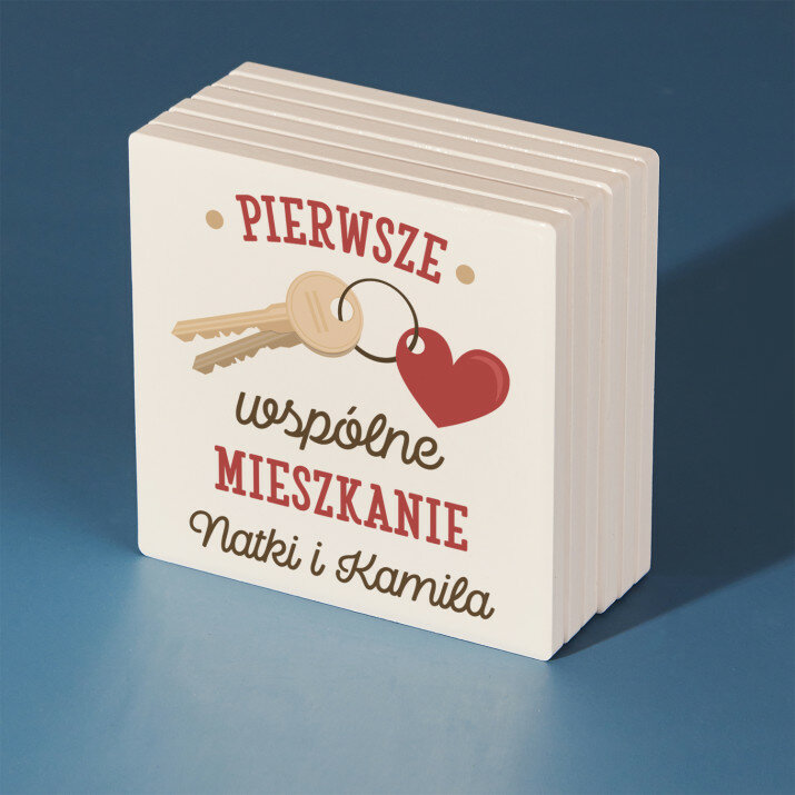 Pierwsze wspólne mieszkanie - Podkładki ceramiczne pod kubek Pierwsze wspólne mieszkanie - Podkładki ceramiczne pod kubek