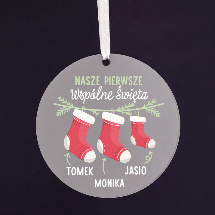 Pierwsze wspólne święta - Bombka akrylowa ze wstążką