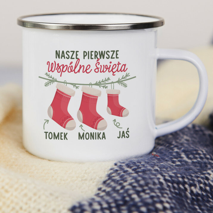 Pierwsze wspólne święta - Kubek emaliowany Pierwsze wspólne święta - Kubek emaliowany